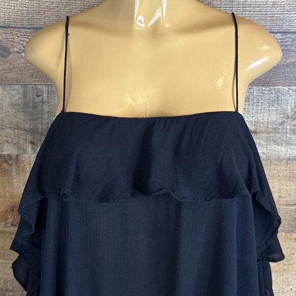 Free People Intimately Cascades Ruffle Cami Tank Top Black Size Medium - Picture 2 of 10